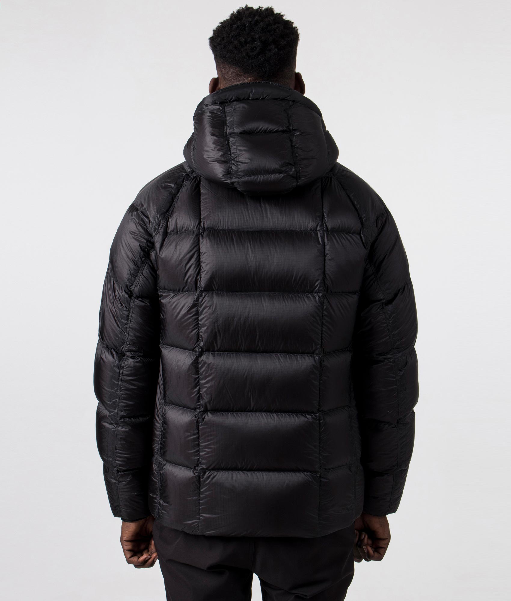 D.D. Shell Hooded Down Jacket in 999 Black | C.P. Company | EQVVS