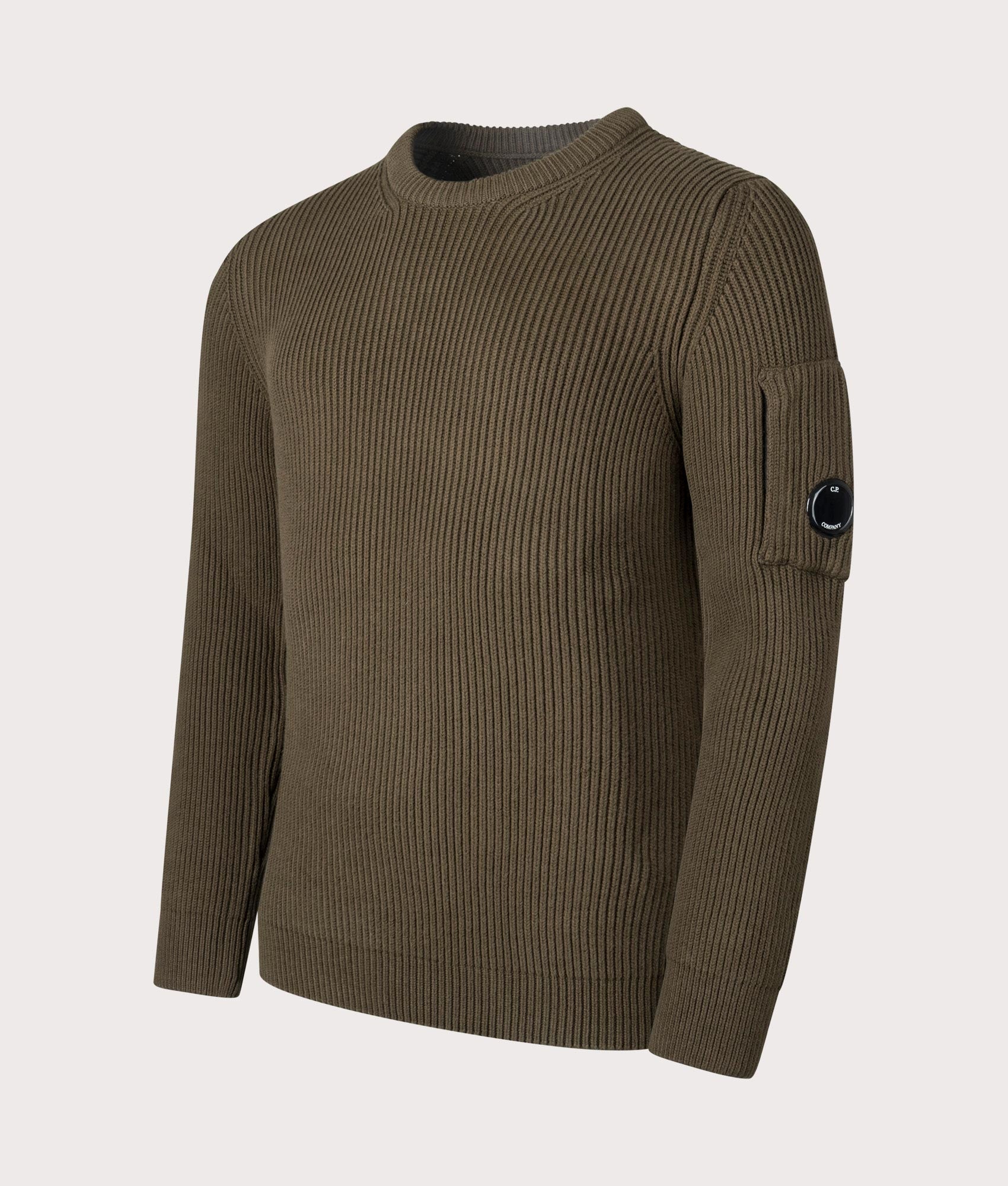 C.P. Company Rib Crew Neck Jumper - Green -EQVVS