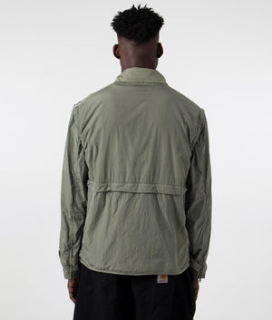 CP Company Chrome-R Goggle Utility Jacket in Agave Green, 100% Polyamide Back Shot at EQVVS