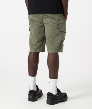 Chrome-R Cargo Bermuda Shorts in Agave Green by C.P. Company. EQVVS Back Angle Shot.
