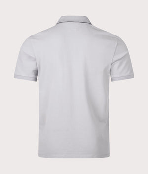 CP Company Stretch Piquet Striped Collar Polo Shirt in Drizzle Grey Back Shot EQVVS