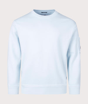 CP Company Cotton Diagonal Fleece Lens Sweatshirt in Starlight Blue Front Shot EQVVS