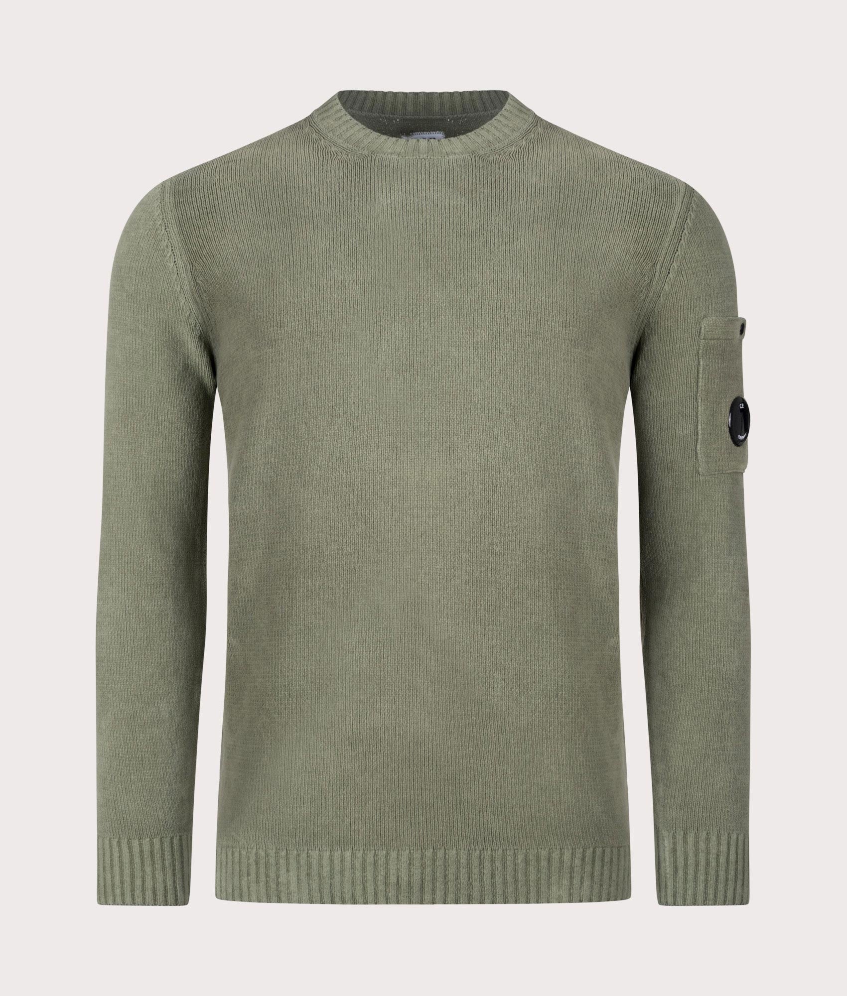CP Company Chenille Cotton Sweatshirt in Agave Green Front Shot Eqvvs