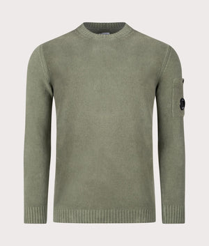 CP Company Chenille Cotton Sweatshirt in Agave Green Front Shot Eqvvs