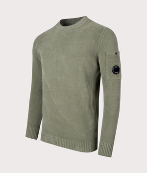 CP Company Chenille Cotton Sweatshirt in Agave Green  Angle Shot Eqvvs 