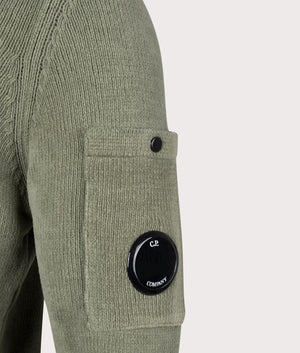 CP Company Chenille Cotton Sweatshirt in Agave Green  Detail Shot Eqvvs 