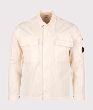 Gabardine Shirt in Pistachio Shell by C.P. Company. EQVVS Front Angle Shot.