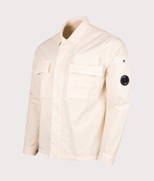 Gabardine Shirt in Pistachio Shell by C.P. Company. EQVVS Side Angle Shot.