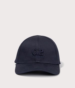 CP Company Gabardine Logo Cap in Total Eclipse Front Shot at EQVVS