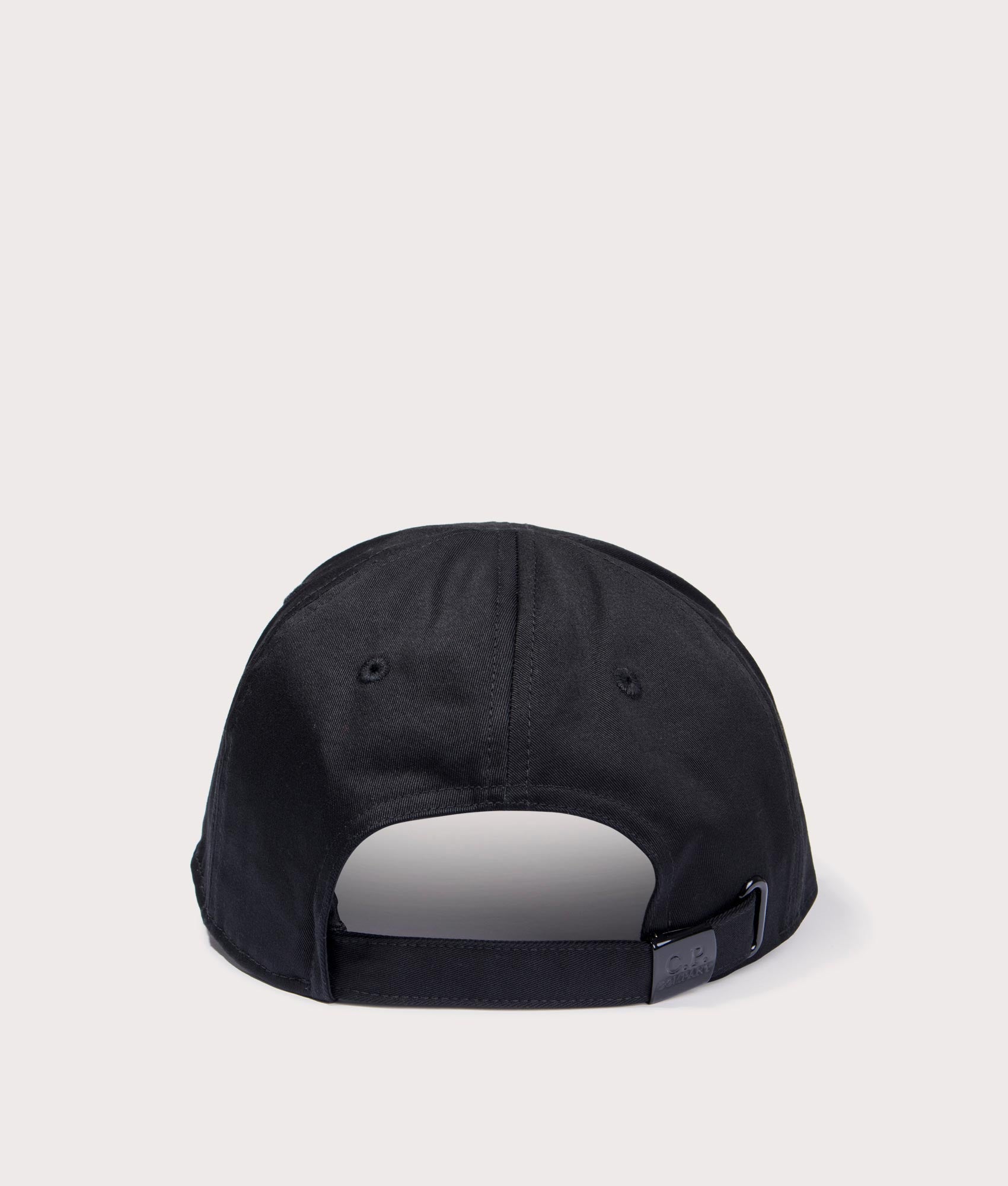 CP Company Gabardine Logo Cap in Black Back Shot at EQVVS