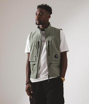 CP Company Chrome-R Utility Vest in Agave Green Campaign Shot EQVVS