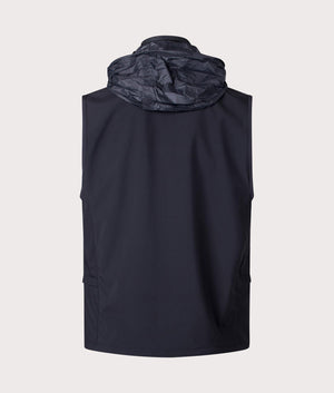 CP Company Chrome-R Utility Vest in Black back Hood Shot EQVVS