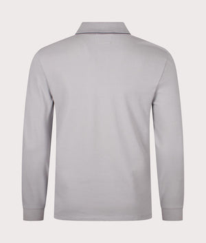 CP Company Stretch Piquet Long Sleeve Polo Shirt in Drizzle Grey Back Shot at EQVVS