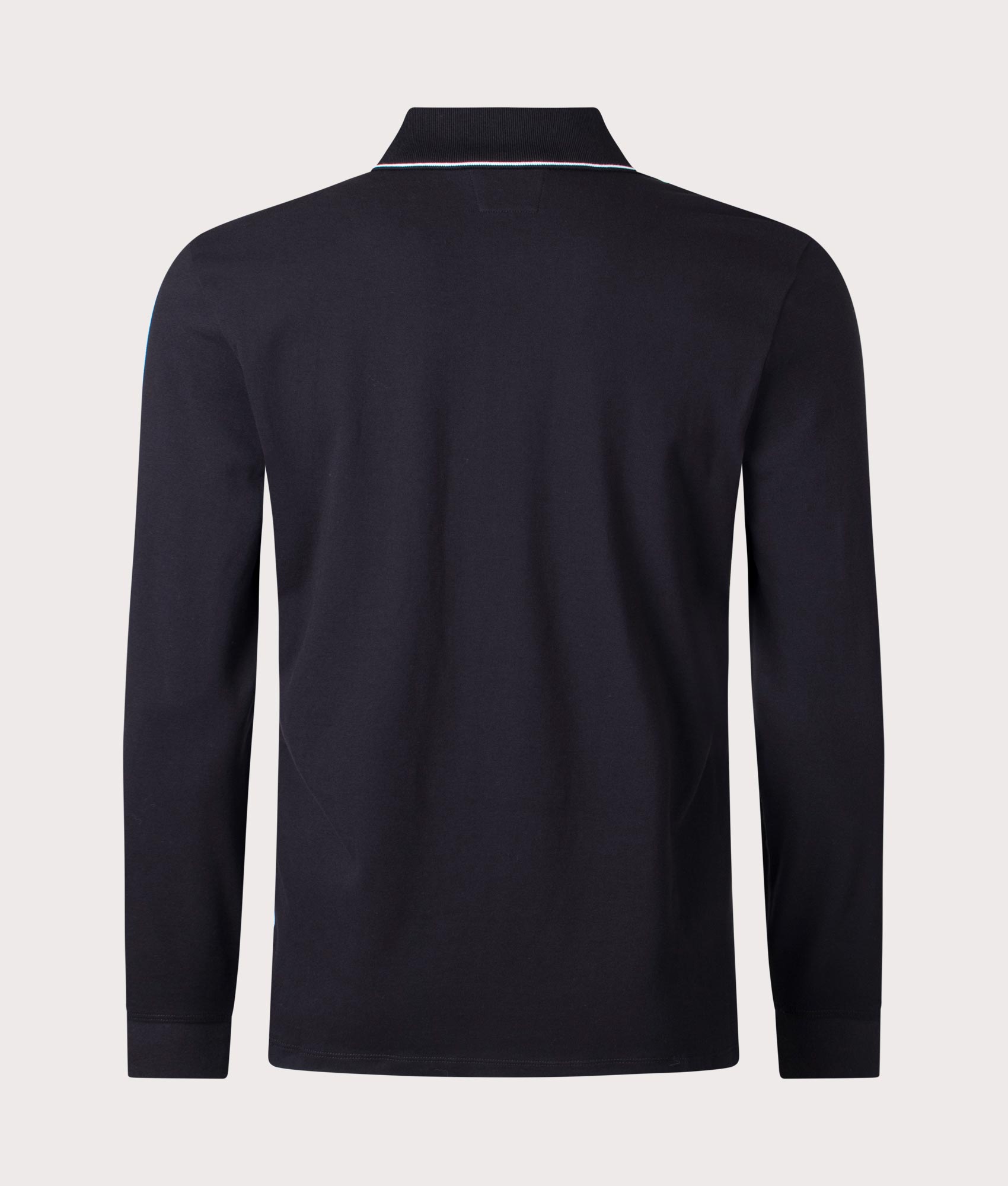 CP Company Stretch Piquet Long Sleeve Polo Shirt in Black Back Shot EQVVS