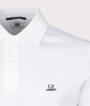 CP Company Stretch Piquet Polo Shirt in Gauze White Detail Shot EQVVS