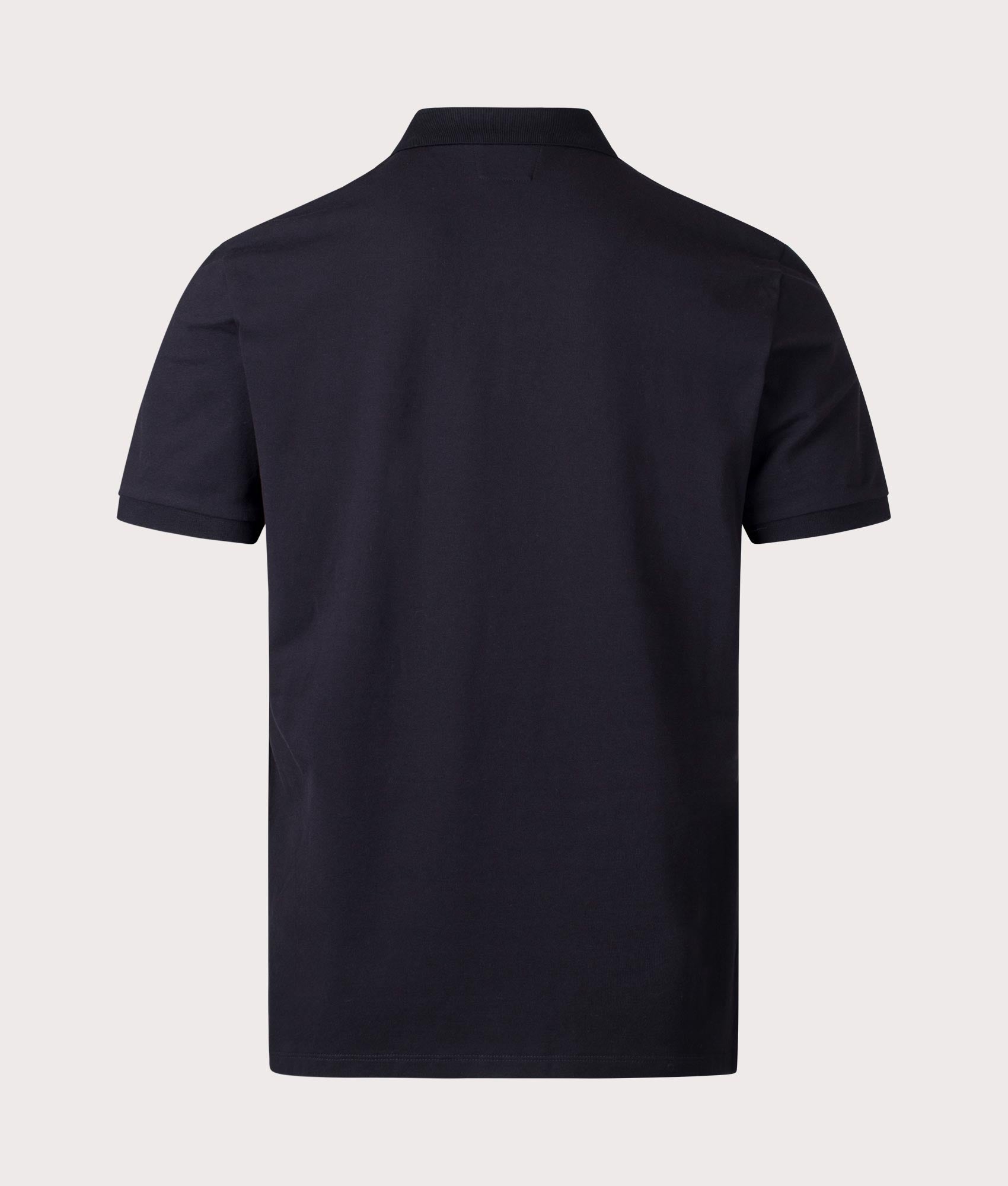 CP Company Stretch Piquet Polo Shirt in Black Back Shot at EQVVS