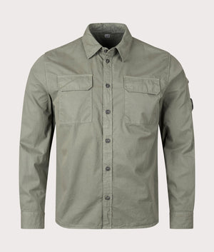 CP Company Gabardine Pocket Shirt in Agave Green Front Shot EQVVS