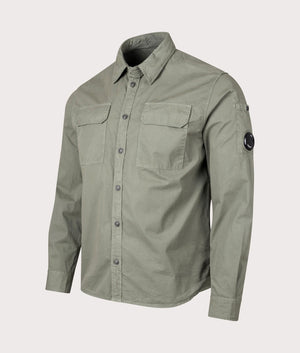 CP Company Gabardine Pocket Shirt in Agave Green Angle Shot EQVVS