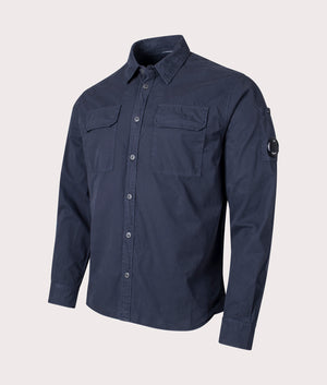 CP Company Gabardine Pocket Shirt in Total Eclipse Blue Angle Shot EQVVS