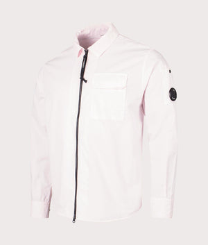 CP Gabardine Zipped Overshirt in Heavenly Pink Angle Shot EQVVS