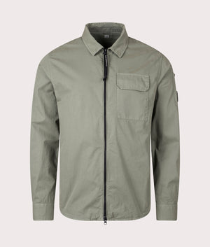 CP Company Gabardine Zipped Overshirt in Agave Green Front Shot EQVVS
