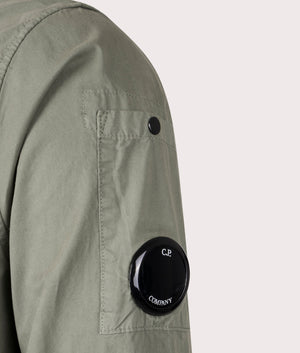CP Company Gabardine Zipped Overshirt in Agave Green Detail Shot EQVVS
