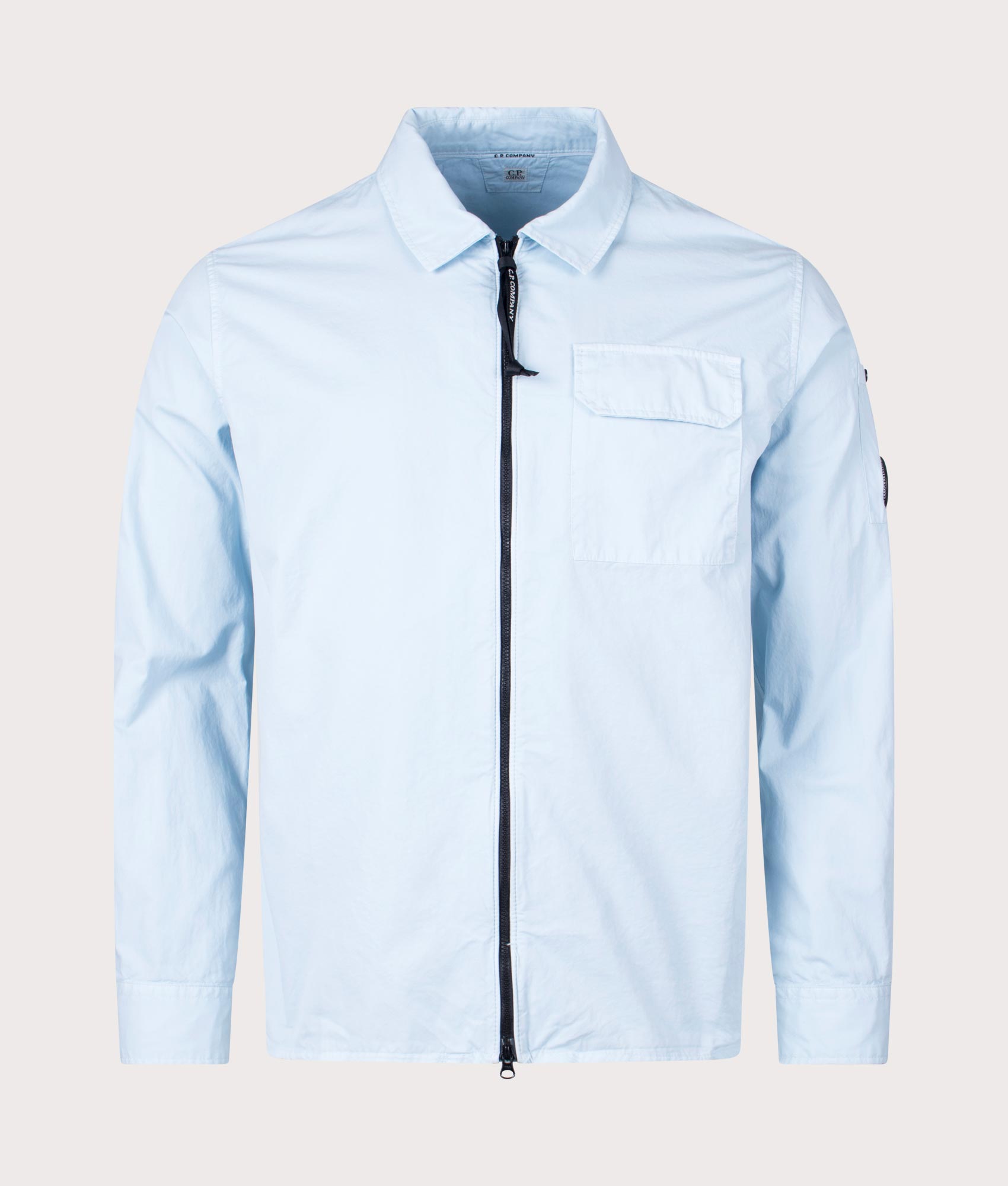CP Company Gabardine Zipped Overshirt in Starlight Blue Front Shot EQVVS