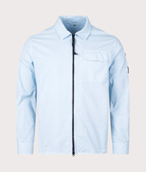 CP Company Gabardine Zipped Overshirt in Starlight Blue Front Shot EQVVS