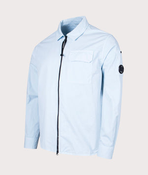 CP Company Gabardine Zipped Overshirt in Starlight Blue Angle Shot EQVVS