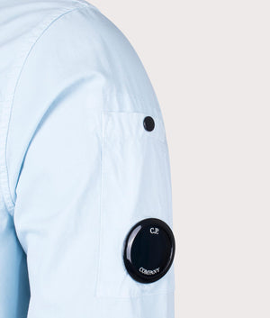 CP Company Gabardine Zipped Overshirt in Starlight Blue Detail Shot EQVVS