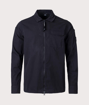 CP Company Gabardine Zipped Overshirt in Black Front Shot EQVVS