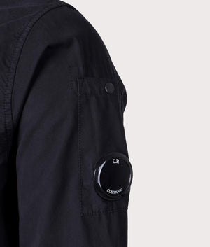 CP Company Gabardine Zipped Overshirt in Black Detail Shot EQVVS