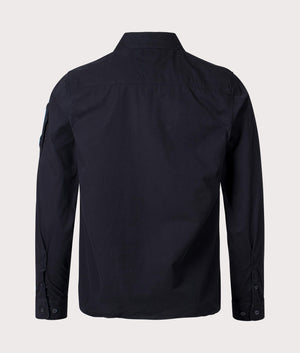 CP Company Gabardine Zipped Overshirt in Black Back Shot EQVVS