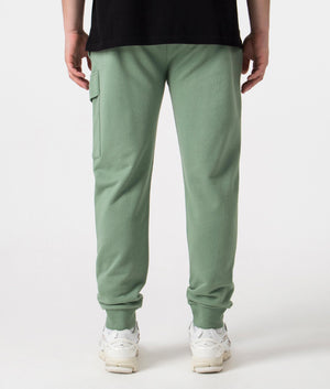 CP Company Diagonal Raised Fleece Cargo Joggers in Green Featuring the CP Company Goggle, 100% Cotton Back Shot at EQVVS