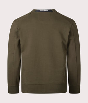 CP Company Diagonal Raised Fleece Sweatshirt in Ivy Green Back Shot at EQVVS