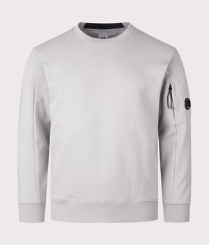 CP Company Diagonal Raised Fleece Sweatshirt in Drizzle grey Front Shot EQVVS