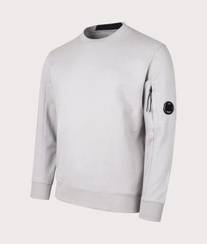 CP Company Diagonal Raised Fleece Sweatshirt in Drizzle grey Angle Shot EQVVS