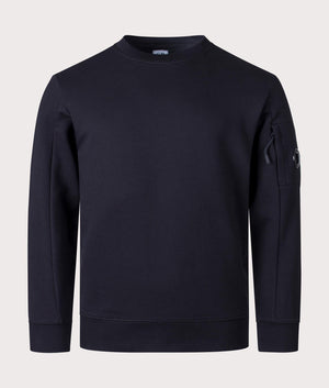 CP Company Diagonal Raised Fleece Sweatshirt in Black Front Shot EQVVS