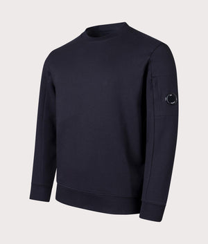 CP Company Diagonal Raised Fleece Sweatshirt in Black Angle Shot EQVVS