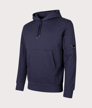 CP Company Diagonal Raised Fleece Hoodie in Total Eclipse Angle Shot EQVVS