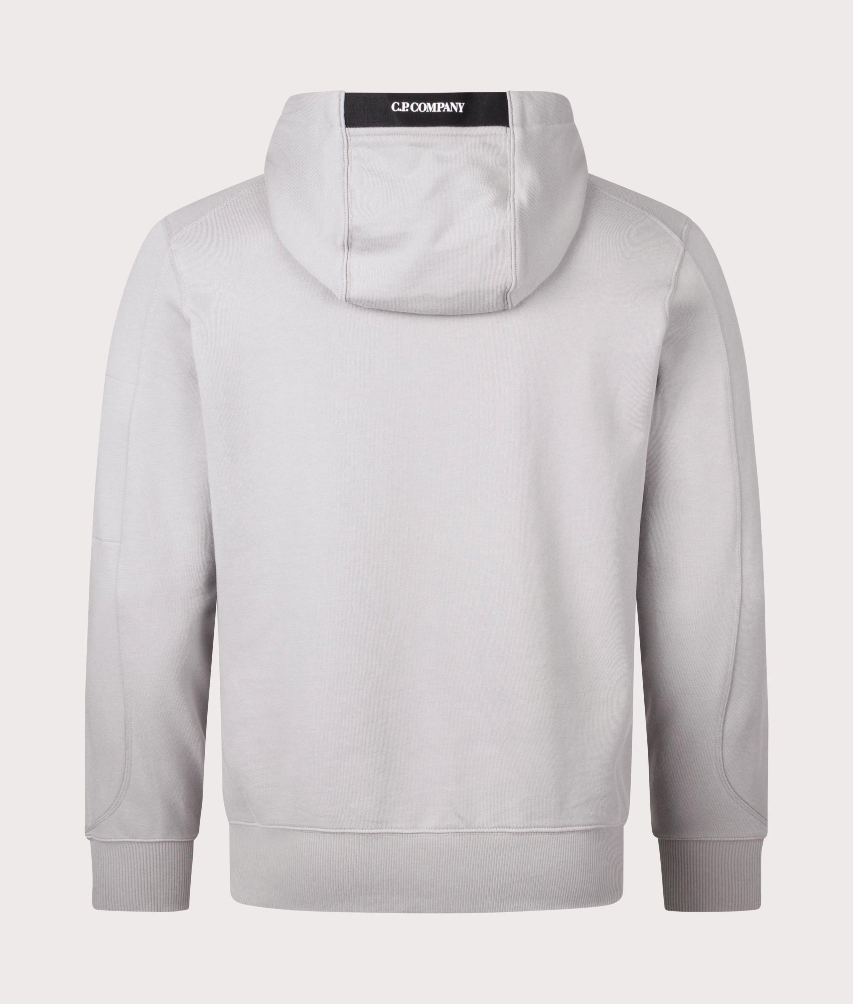 Cp Company Diagonal Raised Fleece Hoodie in Drizzle Back Shot at EQVVS
