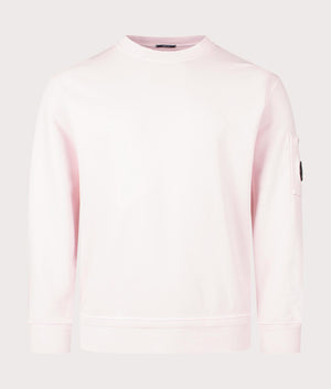 CP Company Cotton Diagonal Fleece Lens Sweatshirt in Heavenly Pink Front Shot EQVVS