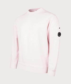 CP Company Cotton Diagonal Fleece Lens Sweatshirt in Heavenly Pink Angle Shot EQVVS