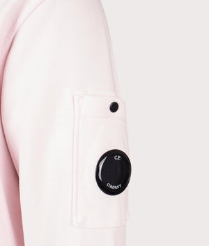 CP Company Cotton Diagonal Fleece Lens Sweatshirt in Heavenly Pink Detail Shot EQVVS