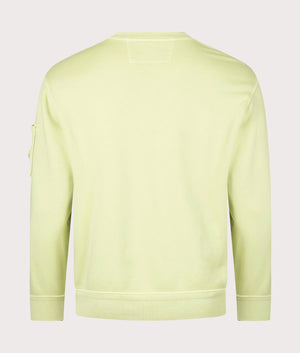 CP Company Cotton Diagonal Fleece Lens Sweatshirt in Pear White, 100% Cotton Back Shot at EQVVS