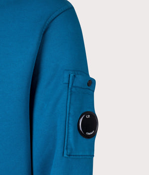 CP Company Cotton Diagonal Fleece Lens Sweatshirt in Ink Blue Detail Shot EQVVS