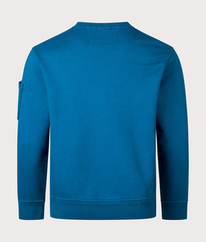 CP Company Cotton Diagonal Fleece Lens Sweatshirt in Ink Blue Back Shot EQVVS