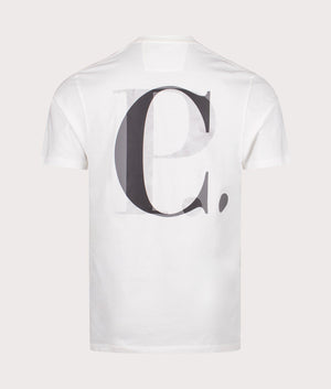 CP Company 30/1 Jersey Graphic T-Shirt in Gauze White with Large CP Back Print, 100% Cotton Back Shot at EQVVS