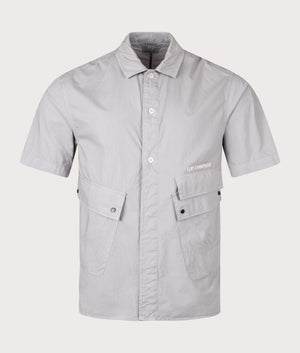 Popeline Short Sleeve Shirt Drizzle Grey CP Company EQVVS front