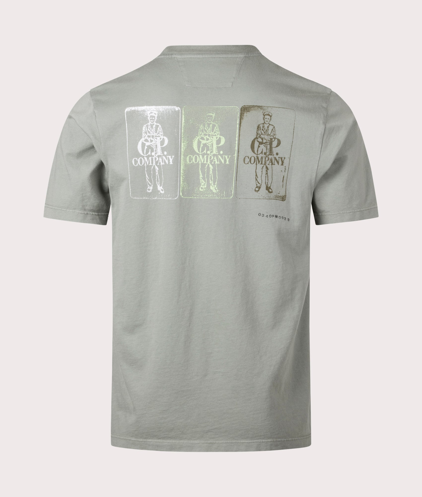 CP Company T-Shirt in Agave Green with Back Print Back Shot at EQVVS 